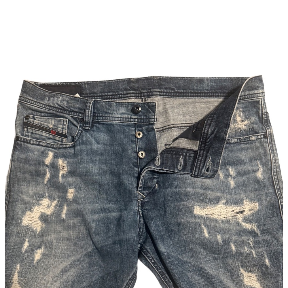 Men's Diesel Grunge Distressed Jeans Sz 33 - Picture 8 of 9